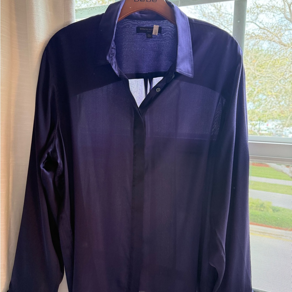 Banana Republic Silk Royal Purple Blouse